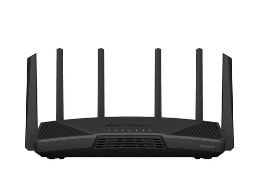 Synology RT6600ax: tri-band WiFi 6 router, 2.5GbE port, VLAN, parental controls, VPN, advanced security and network control.