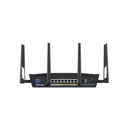 ASUS RT-BE88U: dual-band WiFi 7 router, dual 10G ports, high performance, VPN support, strong security and advanced networking.