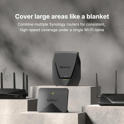 Synology RT6600ax: tri-band WiFi 6 router, 2.5GbE port, VLAN, parental controls, VPN, advanced security and network control.