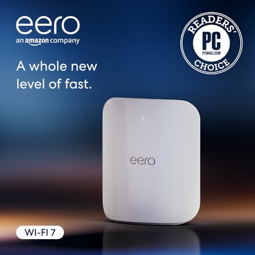 Amazon eero Max 7: mesh WiFi 7 system, supports up to 10Gbps plans, covers 2,500 sq ft, connects 250+ devices, 1-pack.