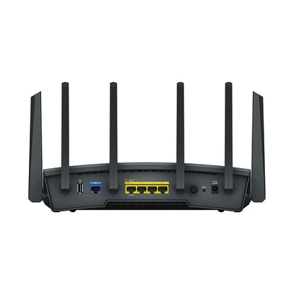Synology RT6600ax: tri-band WiFi 6 router, 2.5GbE port, VLAN, parental controls, VPN, advanced security and network control.