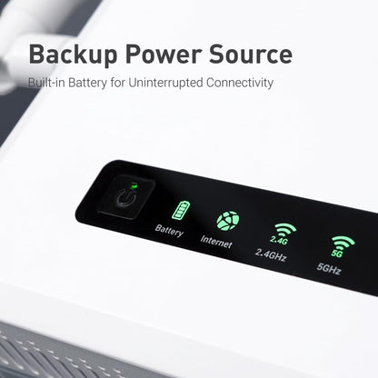 GL.iNet GL-XE3000: 5G WiFi 6 router with dual SIM, built-in battery, VPN, OpenWrt, secure and portable for business or travel.