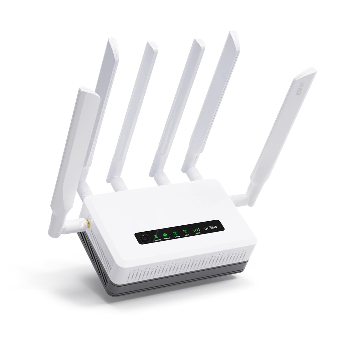 GL.iNet GL-XE3000: 5G WiFi 6 router with dual SIM, built-in battery, VPN, OpenWrt, secure and portable for business or travel.