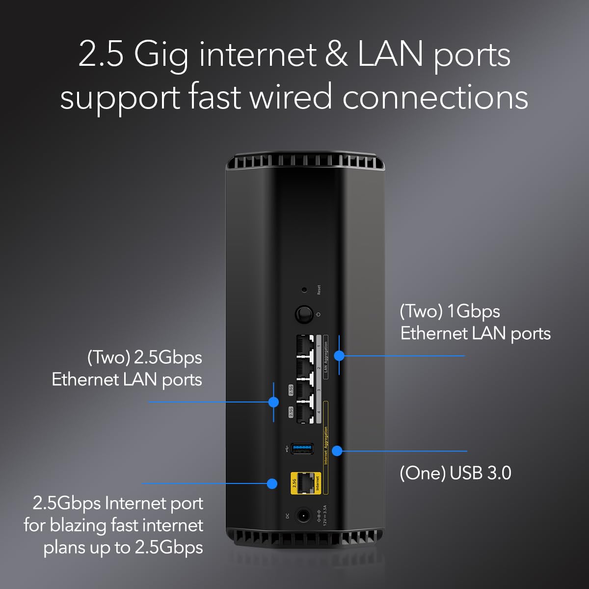 NETGEAR Nighthawk RS300: WiFi 7 router with up to 9.3Gbps speed, covers 2,500 sq ft, supports 100 devices, universal ISP compatibility.