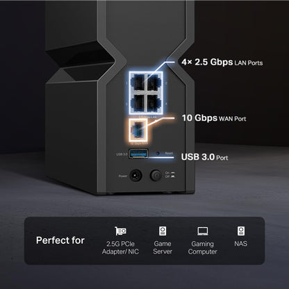 TP-Link Archer BE550 Pro: WiFi 7 router, 10G + multi-gig ports, 6GHz band, mesh support, VPN, strong and modern performance.
