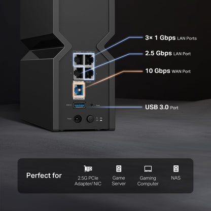 TP-Link Archer BE700: tri-band WiFi 7 router, 15Gbps speed, multi-gig ports, mesh support, VPN, optimized for fast home networks.