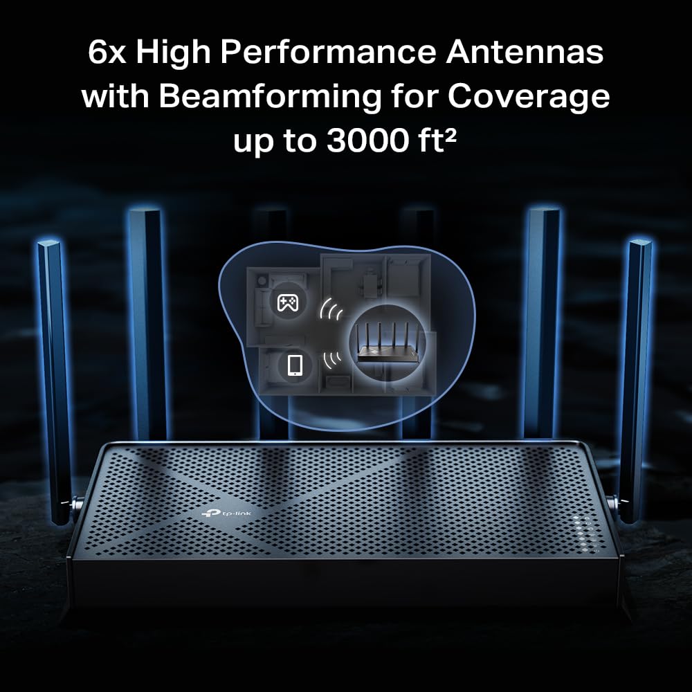 TP-Link Archer BE12000: WiFi 7 tri-band router, 10G connectivity, 6GHz support, smart assistant compatible, high-speed performance.