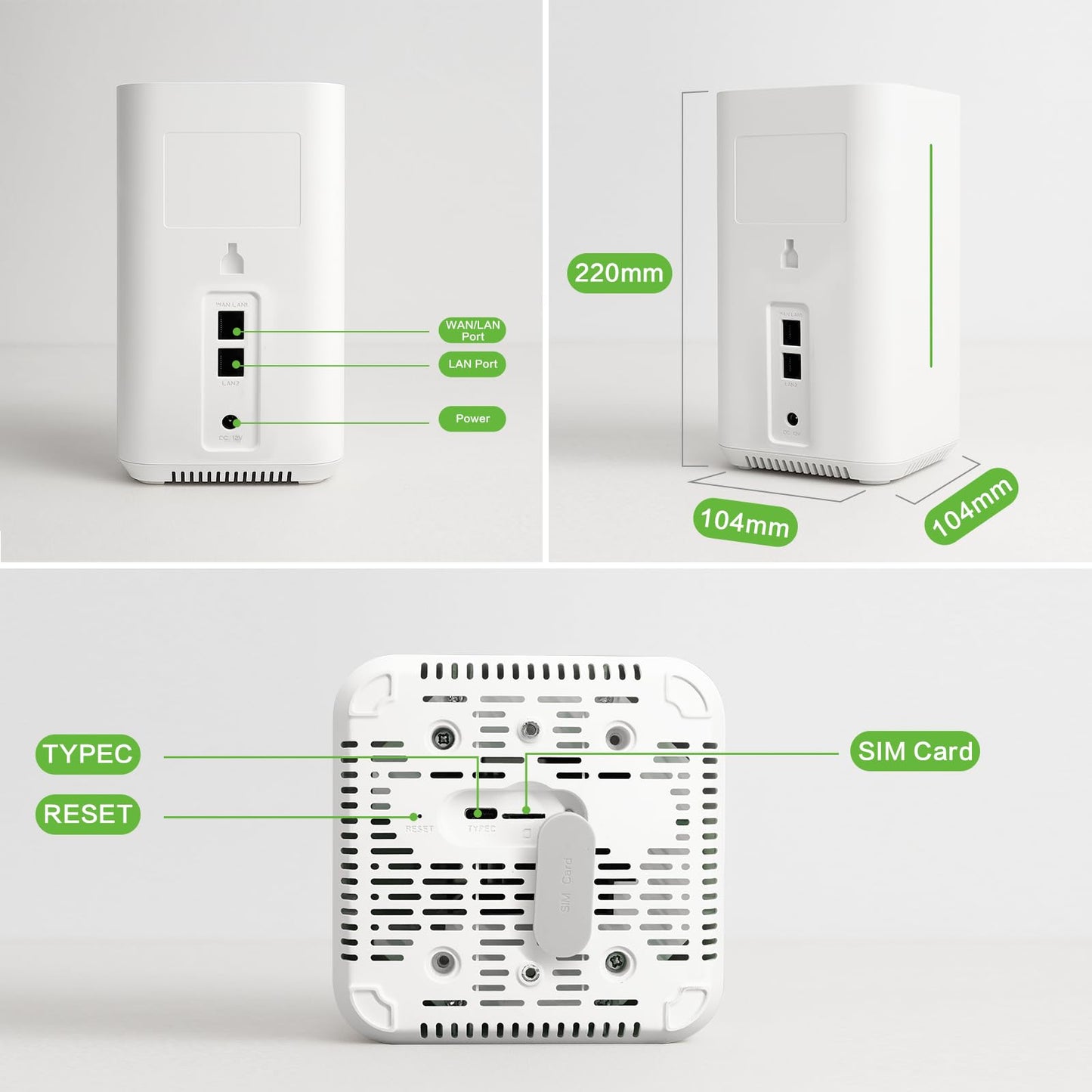 InHand CPE02 5G Router: AX5400 WiFi 6 router, dual WAN, load balancing, cloud-managed, ideal for business and retail use.