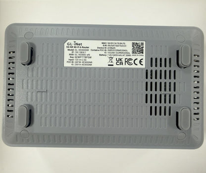 GL.iNet GL-XE3000: 5G WiFi 6 router with dual SIM, built-in battery, VPN, OpenWrt, secure and portable for business or travel.